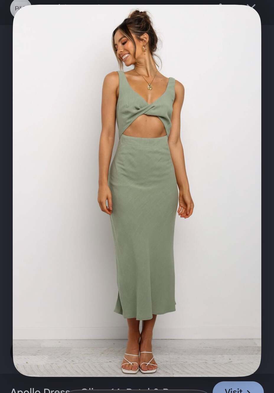 NWT Apollo Dress - Olive Size 6 Linen blend boho granola